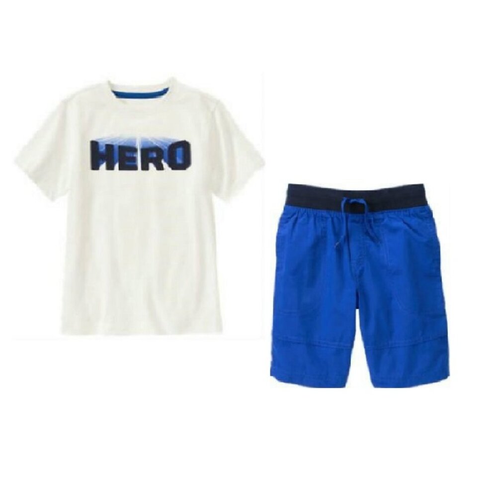 NWT Gymboree Hop 'n' Roll Everyday Favorites Hero Tee and Cobalt Blue Shorts